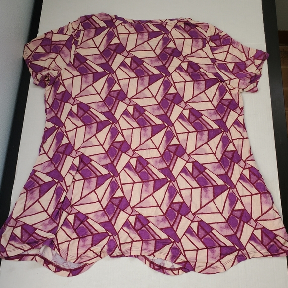 LOGO by Lori Goldstein Printed Cotton Modal Top Pink Purple sz XL2 Side Pockets - Picture 7 of 10